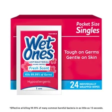 Wet Ones Moist Wipes Fresh Scent Anti Bacterial Singles Fresh Scent 24 Count