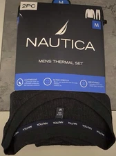 Nautica Men's 2 Pc Thermal Set Waffle Weave Dark Charcoal Lightweight Sz M NIP