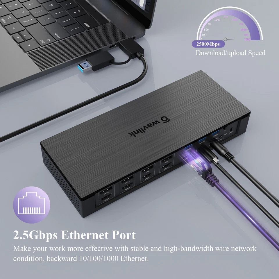 WAVLINK USB-C Quad 4K Universal Dock Station for MacBook & Windows, WL-UG69PD10 - Image 3 of 4