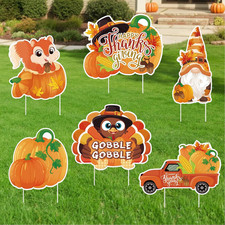 Thanksgiving Yard Signs with Stakes, 6-Pack Thanksgiving Decorations Outdoor Tur