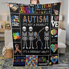 Autism Awareness Fleece Blanket Colorful Skeleton Support Gift for Family