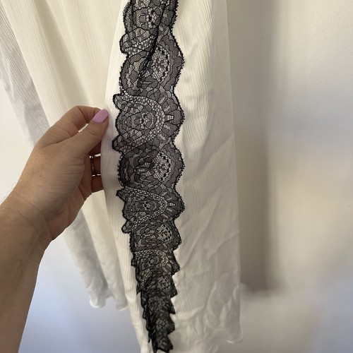 Oscar de la Renta Pink Label White Sheer Nightgown Blade Lace Detail Size L Larg - Picture 4 of 7