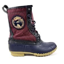 Vintage L.L. Bean Explore the Maine Woods Duck Boots Size 9 Navy Quilted Hunting