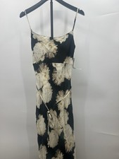 Flynn Skye Midi Dress Black White Peony Floral Lace Up Back Slip Dress NWT L