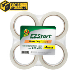 Duck EZ Start Clear Acrylic Packing Tape 4 Rolls 1.88 in x 54.6 yd Packaging