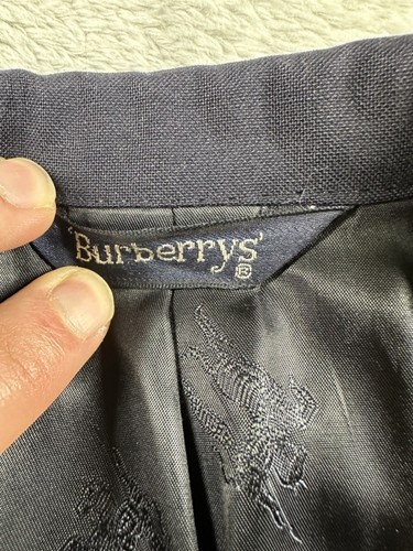 Vintage Burberrys Blazer Mens 44 Navy Blue Double Breasted Wool Gold Button 90s - Picture 14 of 20