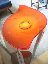 Viking Glass Dish MCM Persimmon Orange Yellow Base 16" Boomerang Curved 