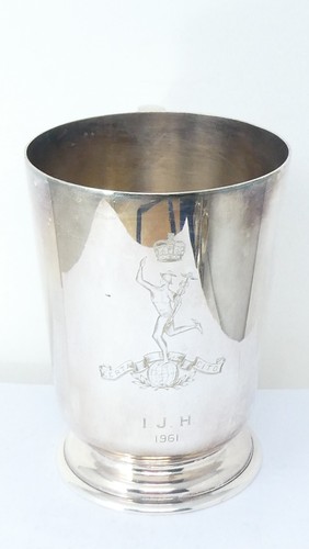 Royal Corps Of Signals Silver Plated Pint Tankard 1960s Engraved Military Mug - Foto 2 di 9