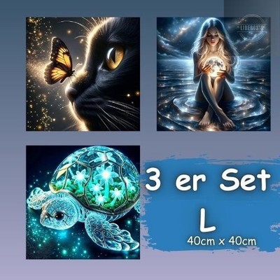 Diamond Painting Bild, 3er Set, Fantasie,  je 40 cm X 40 cm