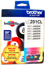 "New" Genuine Brother LC201CL  (3) Pack Ink Cartridges  (Expired)
