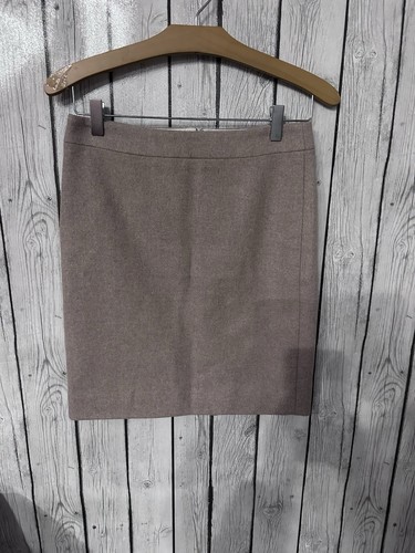 J Crew The Pencil Skirt Wool Blend Tan Beige Size 2 Petite