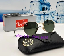 Ray-Ban RB3548N Hexagonal 51mm Sunglasses Gold Frame Green G-15 Flat Lens Unisex
