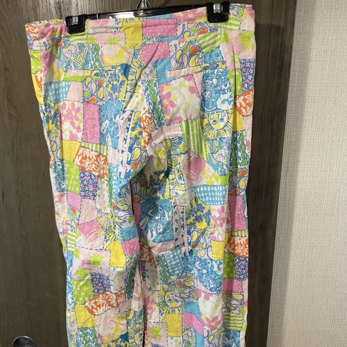 Lilly Pulitzer Palm Beach Fit Wide Leg Pants Pink/Green/Blue Multi Print Sz 10 - Picture 8 of 12