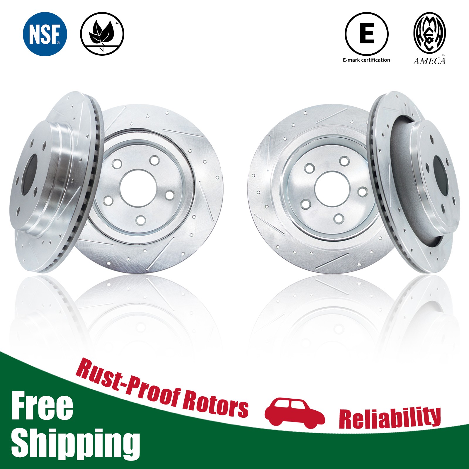 4 Coated Brake Rotors Front & Rear for DODGE RAM 1500 RAM DODGE CHRYSLER