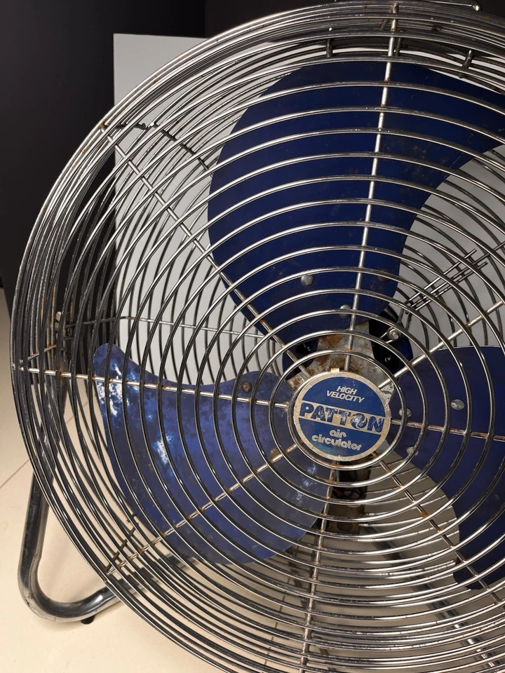 Vintage 18” Patton Air Circulator High Velocity Blue Chrome 3 Speed Fan U2-1885 - Image 2 of 4