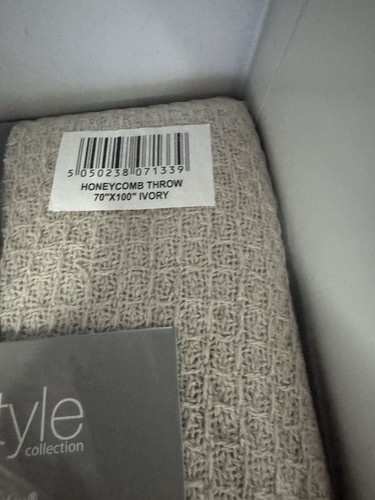 Emma Barclay Honeycomb - Recycled Cotton Plain Waffle Textured 70”x100” Beige - Picture 4 of 6
