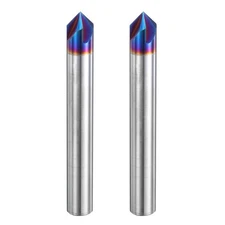 2 Pcs 90 Degree V Groove Engraving Router Bits Tip and 3 Flutes 1/4 Inch Shank