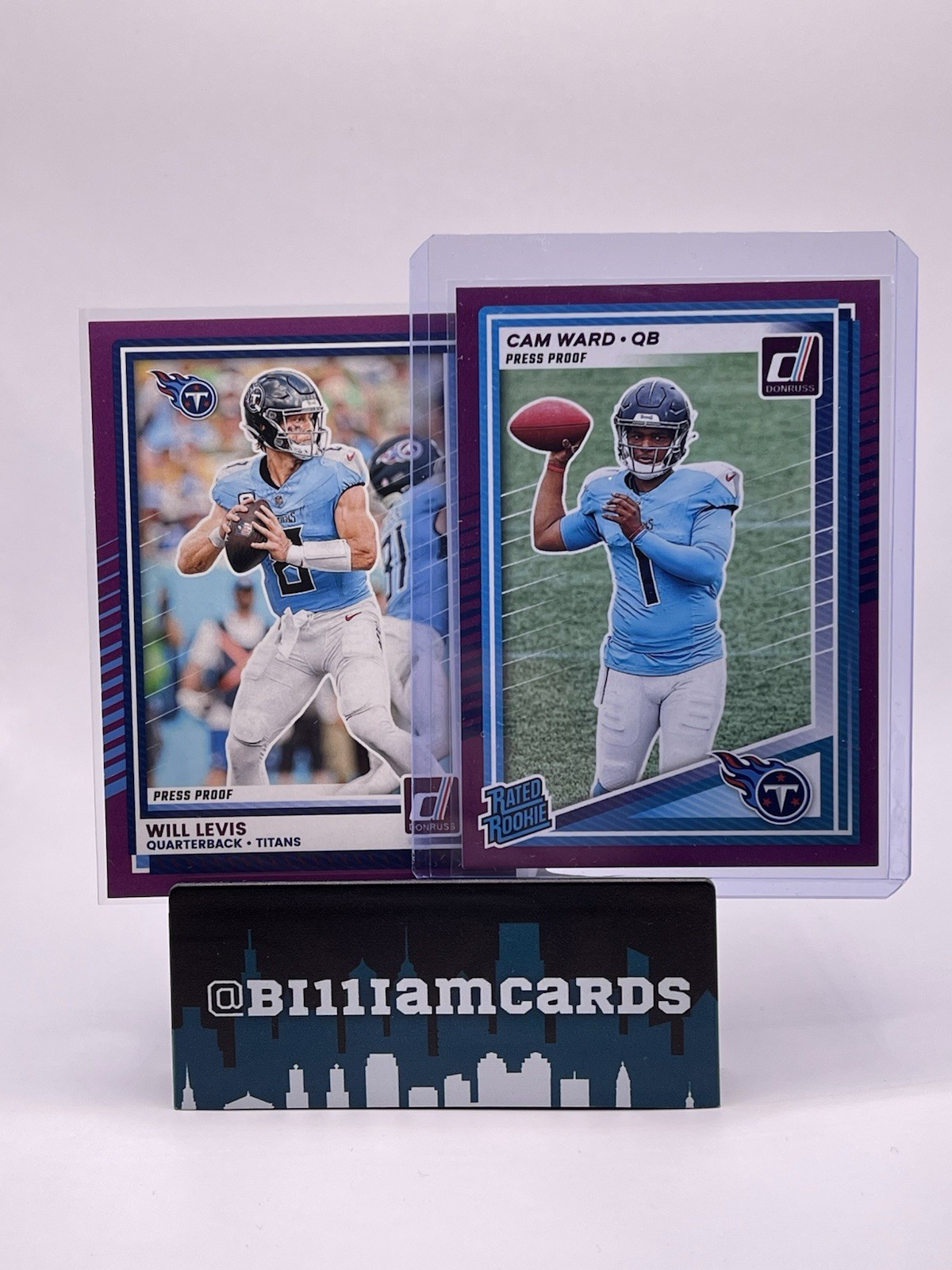 2025 Panini Donruss - Rated Rookie Cam Ward / Will Levis Purple Press Proof SP