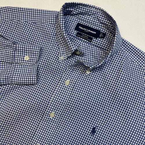 Ralph Lauren Golf Tilden Hemd Herren Large Blau Gingham Kariert Langarm Pony - Bild 1 von 5