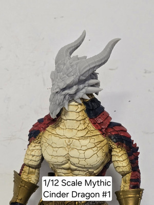 3d Printed CINDER DRAGON Headsculpt#1 1.0 Scale For Mythic Legions 1/12 figure 