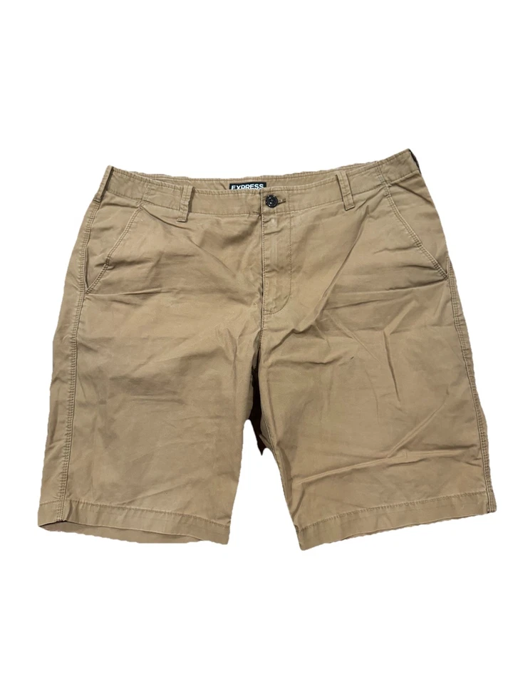 Шорты хаки Express - бежевые - 34 дюйма и 10 дюймов по внутреннему шву - Изображение 2 из 4