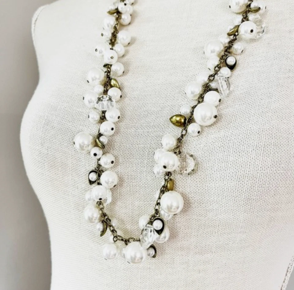Chloe + Isabel Pearl + Crystal Drops Long Necklace Brand New FREE SHIPPING - Image 3 of 4