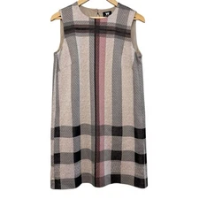 W By Worth Woman Sleeveless Tan/black Plaid Dress Size 8 