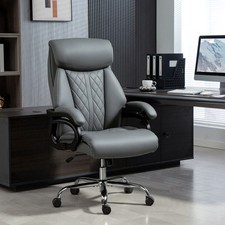Office Chair with Spring Padding, PU Leather Computer Desk Chair, Black