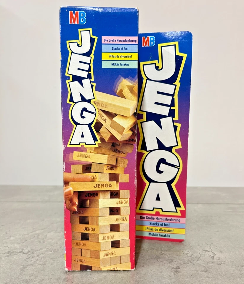 Vintage JENGA-1993-BOXED by MB GAMES COMPLETE-Hasbro-Wooden Stacking Game - Image 2 of 4