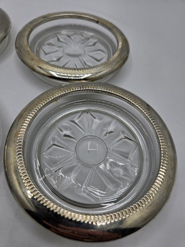 Vintage Silver Plated And Glass Atomic Starburst Coasters Set Of 4 - Picture 2 of 5
