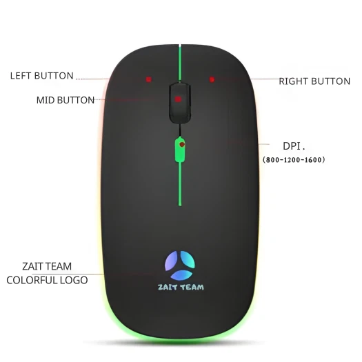 Rechargeable RGB Mouse Wireless BT+2.4G Dual Mode | Silent | ZAIT TEAM - Image 2 of 4