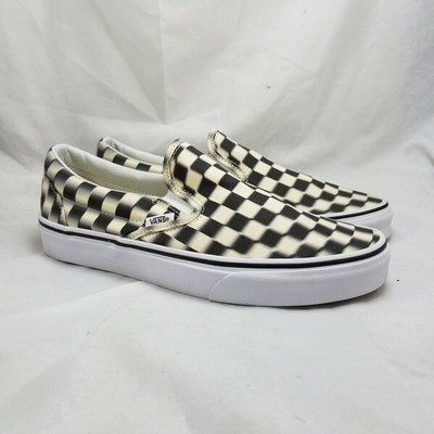 vans slip on chex skate shoe cool blue checkerboard foxing women's