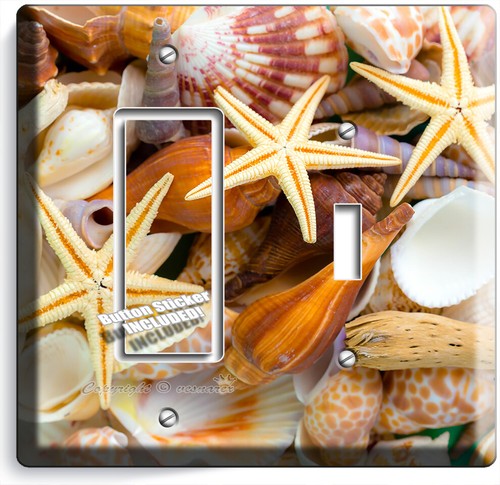 SEASHELLS STARFISH ON THE BEACH LIGHT SWITCH OUTLET WALL PLATES OCEAN HOME DECOR - Picture 27 of 34
