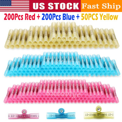 #ad 500X Heat Shrink Butt Splice Wire Connector Insulated Waterproof Crimp Terminals $42.96