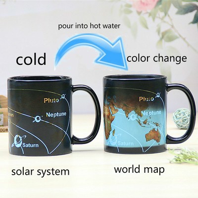 Unique Heat Sensitive Color Change Solar System World Map Ceramic Coffee Mug Ebay