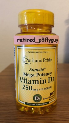 Vitamin D3 10,000IU 10000IU/250mcg 100 Softgels Bones Teeth Immune Support