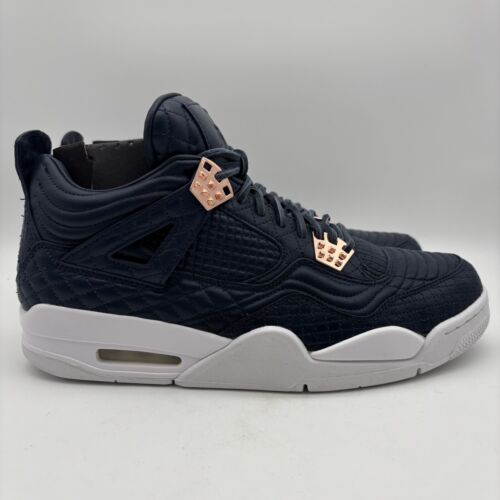 Air Jordan 4 Retro Premium Obsidian White Basketball Shoes 10.5 Men's 819139-402