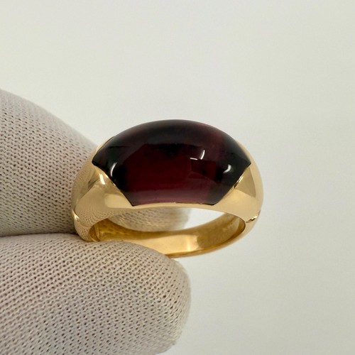 Rare Bvlgari Tronchetto 18k Yellow Gold Rubellite Pink Red Tourmaline Ring - Picture 4 of 10