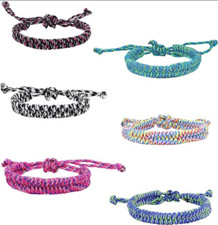 6 Paracord Friendship Bracelets for Boys, Parachute Cord Braided Bracelet Set, W