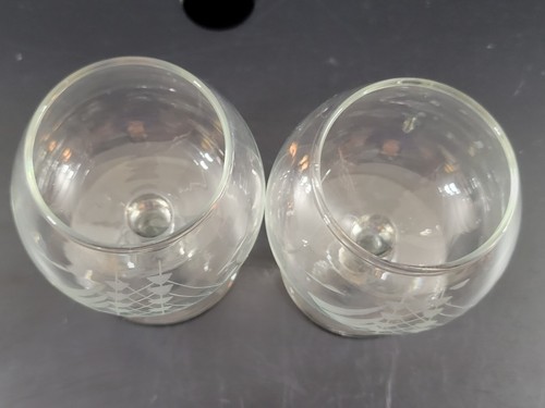 Set of 2 Toscany Clipper Ship Etched Cut Glass Brandy Snifters 4" - Picture 7 of 9