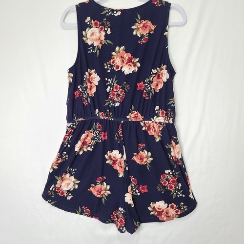 Rue 21 Womens XL Blue Floral Sleeveless Romper Shorts - Picture 7 of 12