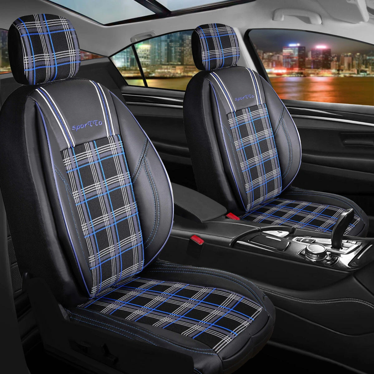 CENAP Sitzbezüge Auto Für Suzuki Swift 2002 - Bucket Seat Bezüge Schwarz | PU-Leder Sitzschutz 2-teilig