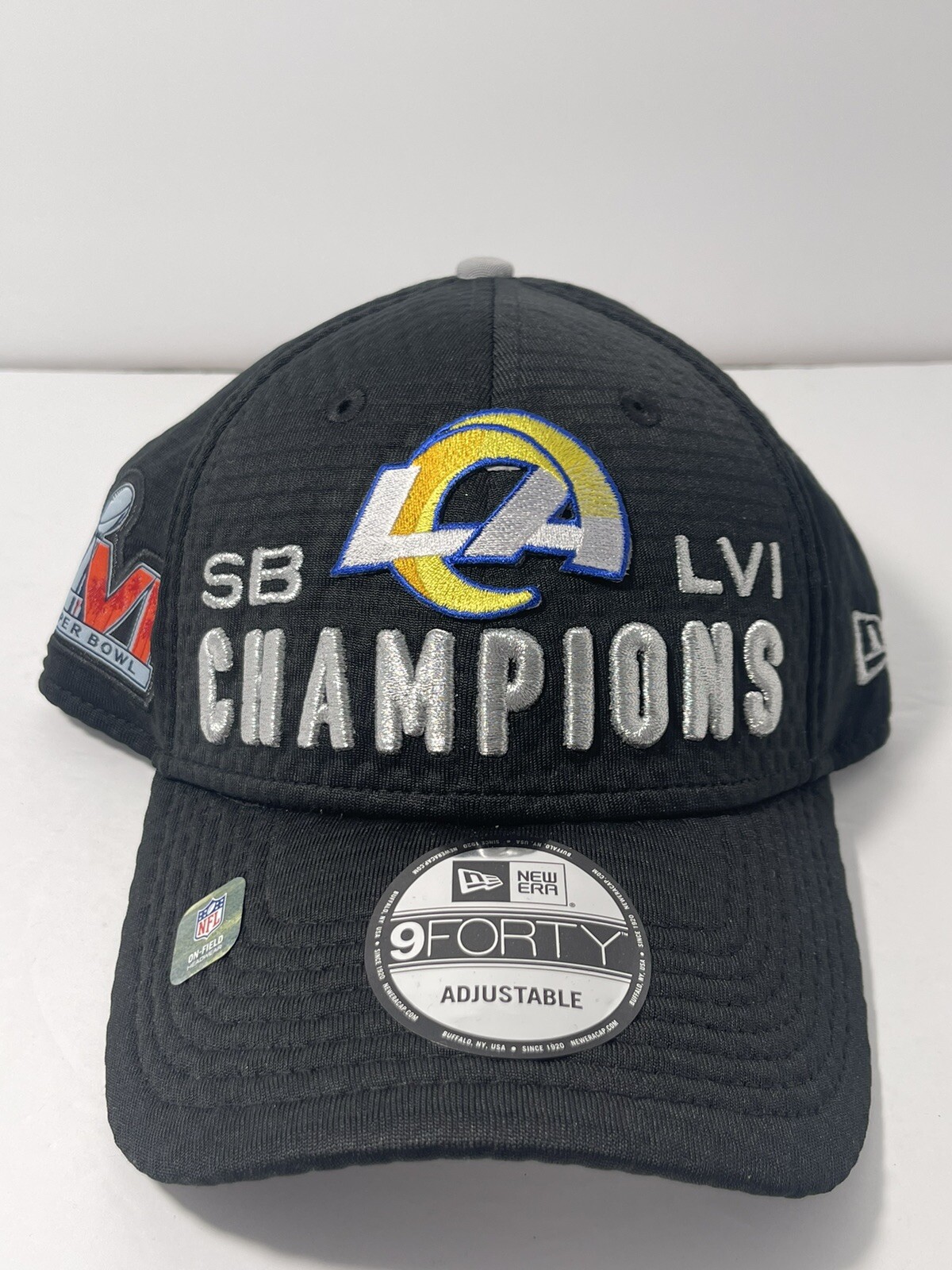 New Era Black LA Rams Super Bowl LVI Champions 9FORTY Snapback ...
