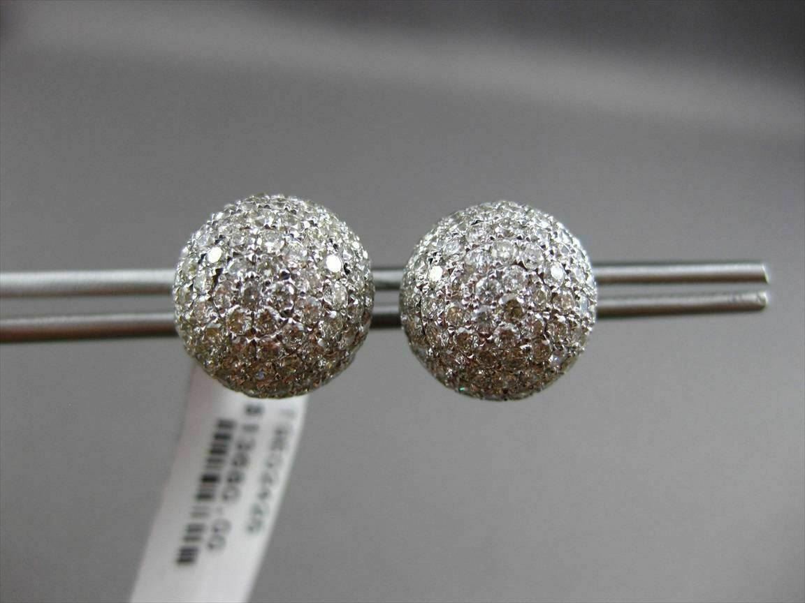 ORECCHINI A CUPOLA ESTATE 3 45 CT DIAMANTE ORO BIANCO 18K 3D FILIGRANA MULTI FILA A GRAPPOLO