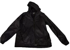 Jacket Grandwish Child’s Black Zipper Lined Nylon Outside Lt Weight Unisex 10 EC
