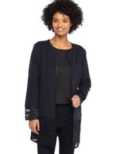 NWT - THE LIMITED COLLECTION Women's LACE TRIM Navy OPEN JACKET -  S