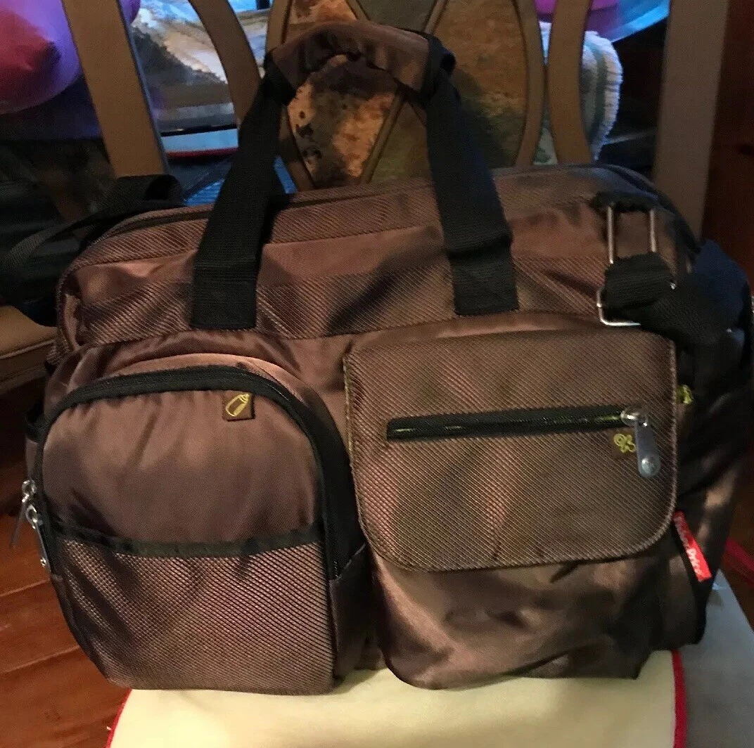 Fisher Price Brown Fastfinder Deluxe Diaper Bag Insulated Pocket & Changing Pad