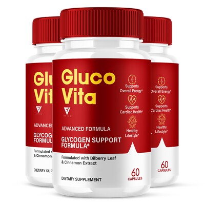 (3 Pack) Gluco Vita Capsules GlucoVita Advanced Glycogen Formula (180 Capsules)