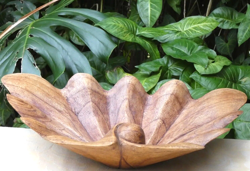 RARE Antique/Vint 40/50s HAND CARVED WOODEN 37cm Oak Leaf Acorn Dish COLLECTABLE - Picture 7 of 12