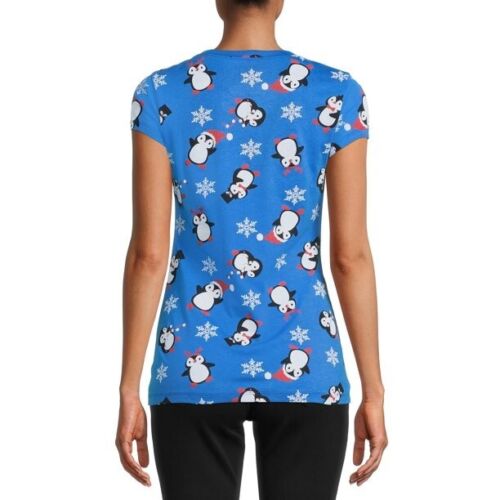 Wound Up Juniors Penguin Toss Holiday T-Shirt Medium (7-9) Blue - Picture 3 of 5